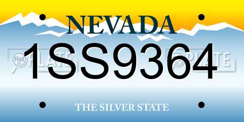 1SS9364 Nevada License Plate