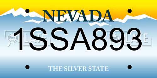 1SSA893 Nevada License Plate