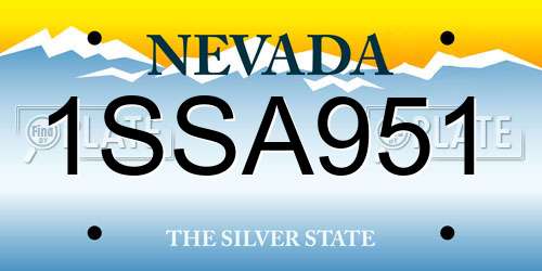 1SSA951 Nevada License Plate
