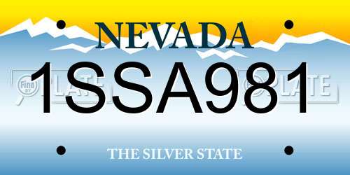 1SSA981 Nevada License Plate