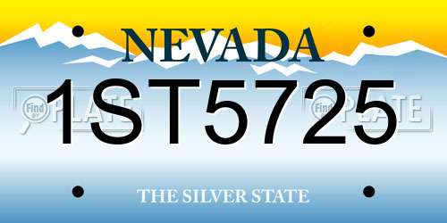1ST5725 Nevada License Plate