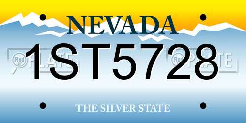 1ST5728 Nevada License Plate