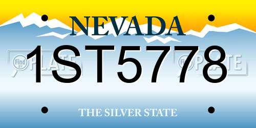 1ST5778 Nevada License Plate