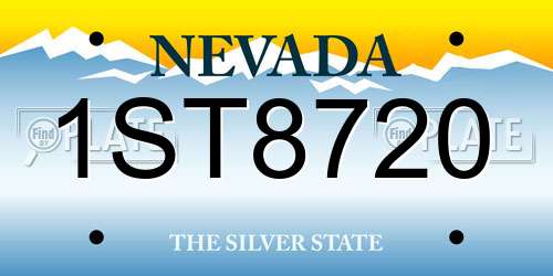 1ST8720 Nevada License Plate