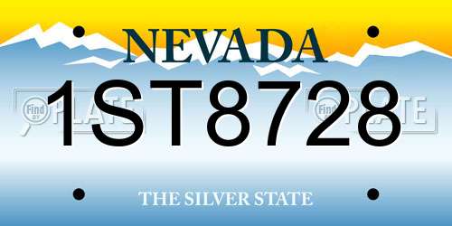 1ST8728 Nevada License Plate