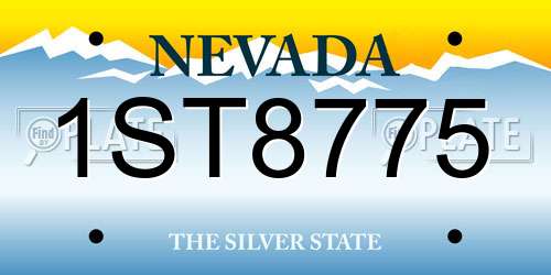 1ST8775 Nevada License Plate
