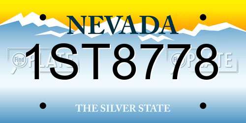 1ST8778 Nevada License Plate