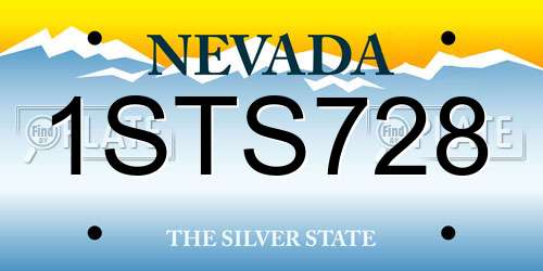 1STS728 Nevada License Plate