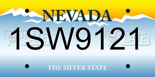 1SW9121 Nevada License Plate