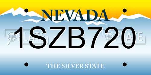 1SZB720 Nevada License Plate