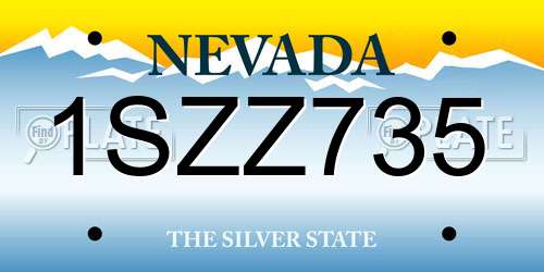 1SZZ735 Nevada License Plate