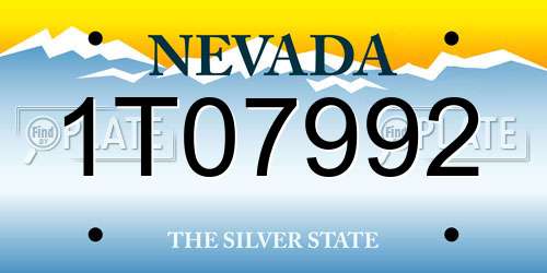 1T07992 Nevada License Plate