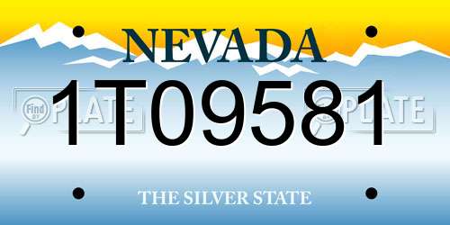 1T09581 Nevada License Plate