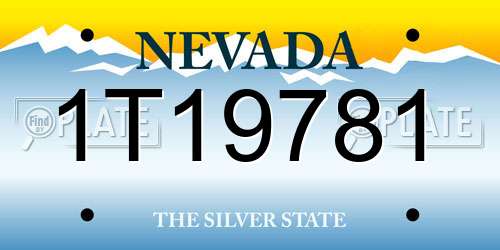 1T19781 Nevada License Plate