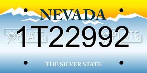 1T22992 Nevada License Plate