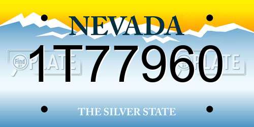 1T77960 Nevada License Plate