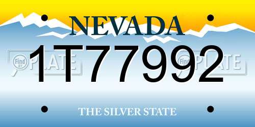 1T77992 Nevada License Plate