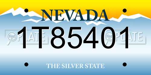 1T85401 Nevada License Plate
