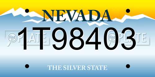 1T98403 Nevada License Plate