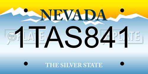 1TAS841 Nevada License Plate