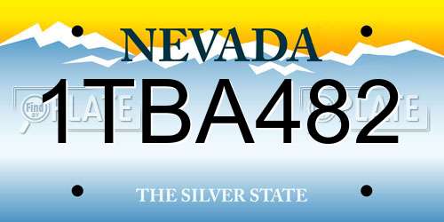 1TBA482 Nevada License Plate