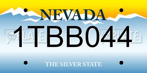 1TBB044 Nevada License Plate