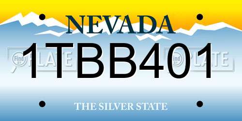 1TBB401 Nevada License Plate