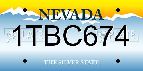 1TBC674 Nevada License Plate