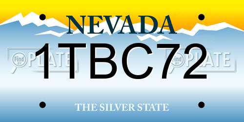 1TBC72 Nevada License Plate