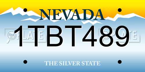 1TBT489 Nevada License Plate