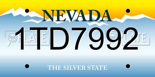 1TD7992 Nevada License Plate