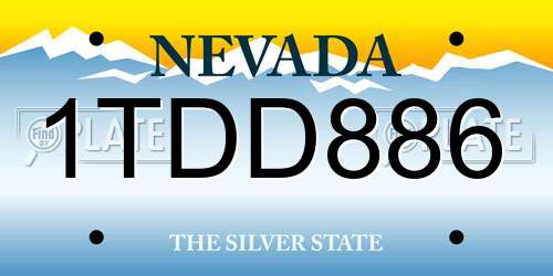 1TDD886 Nevada License Plate