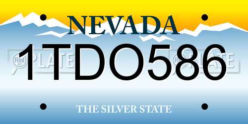 1TDO586 Nevada License Plate