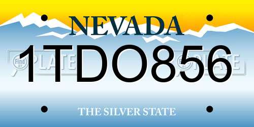 1TDO856 Nevada License Plate