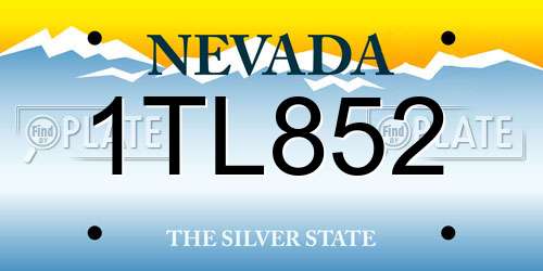 1TL852 Nevada License Plate