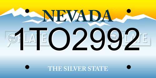 1TO2992 Nevada License Plate