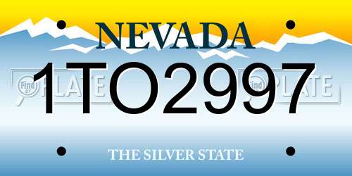 1TO2997 Nevada License Plate