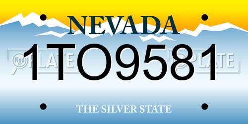 1TO9581 Nevada License Plate