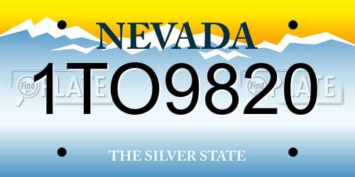 1TO9820 Nevada License Plate