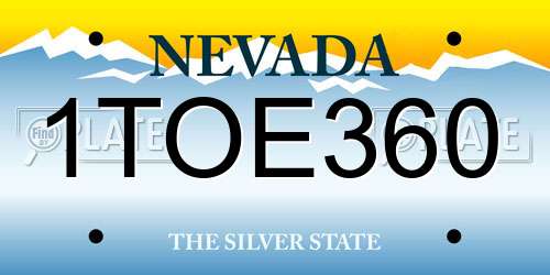 1TOE360 Nevada License Plate