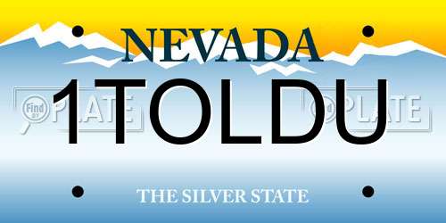 1TOLDU Nevada License Plate