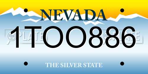 1TOO886 Nevada License Plate