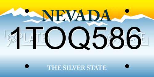 1TOQ586 Nevada License Plate