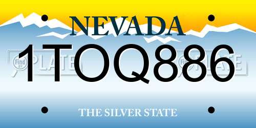 1TOQ886 Nevada License Plate