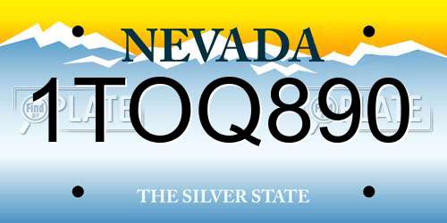 1TOQ890 Nevada License Plate