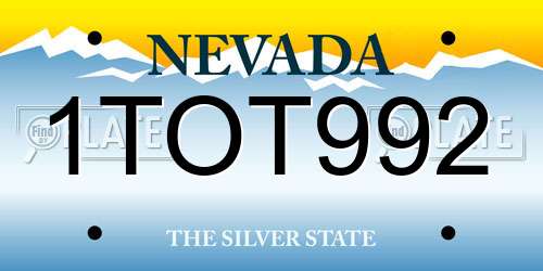 1TOT992 Nevada License Plate