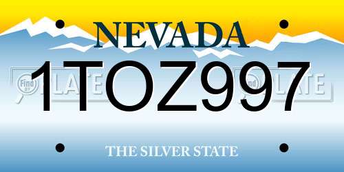 1TOZ997 Nevada License Plate