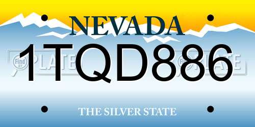 1TQD886 Nevada License Plate