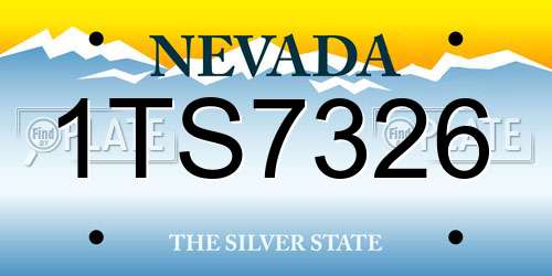 1TS7326 Nevada License Plate