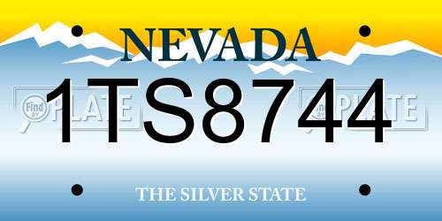 1TS8744 Nevada License Plate